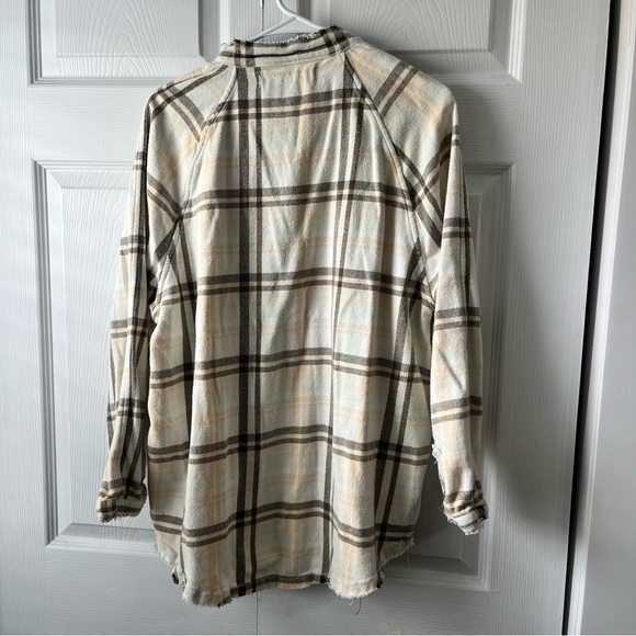 We The Free Flannel Shirt Women XS White Plaid Button Up Long Sleeve Boho - Picture 6 of 6